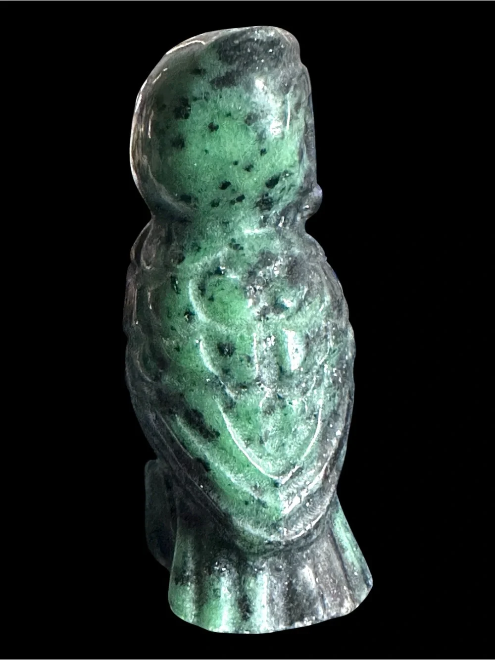 Ruby Zoisite Crystal Owl Bird